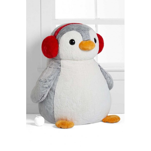 Giant 2 Feet Stuffed Penguin Plush Animal Soft Toy wearing Headphones